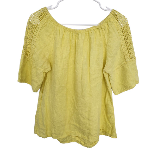 Terzo Millennio Linen Top S Yellow Minimalist Beach Lagenlook Cottage - Picture 1 of 7